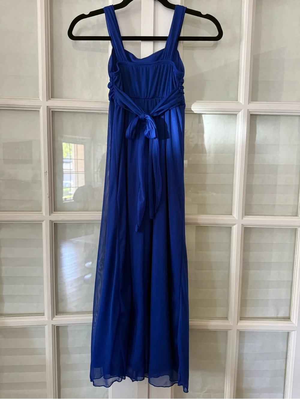 Girls Royal Blue Formal Dress with Rhinestone Waist